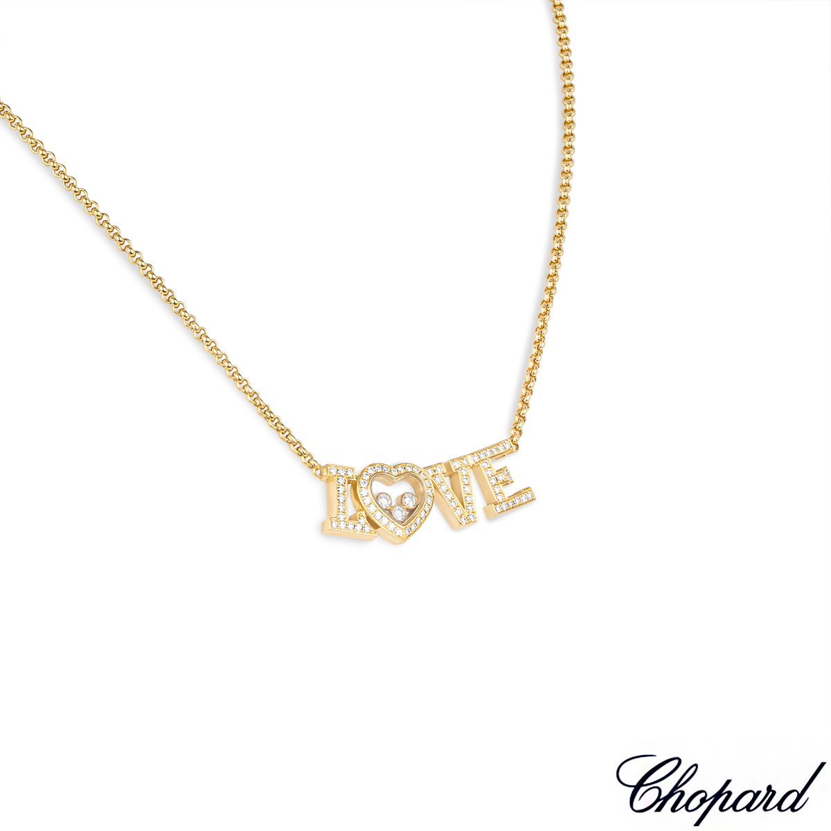 Chopard Yellow Gold Happy Diamonds Love Necklace 81/4785-020